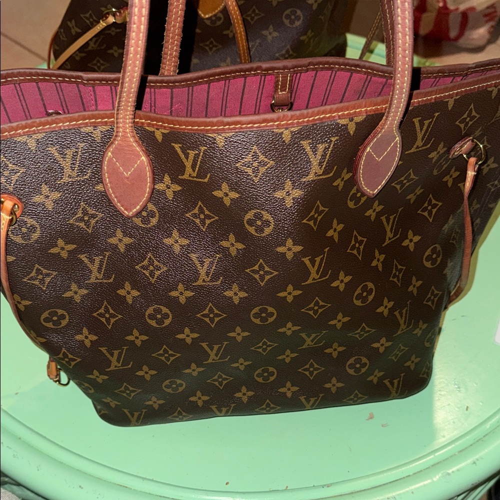 Louis Vuitton Dark Brown Monogram Tote with Pink Interior